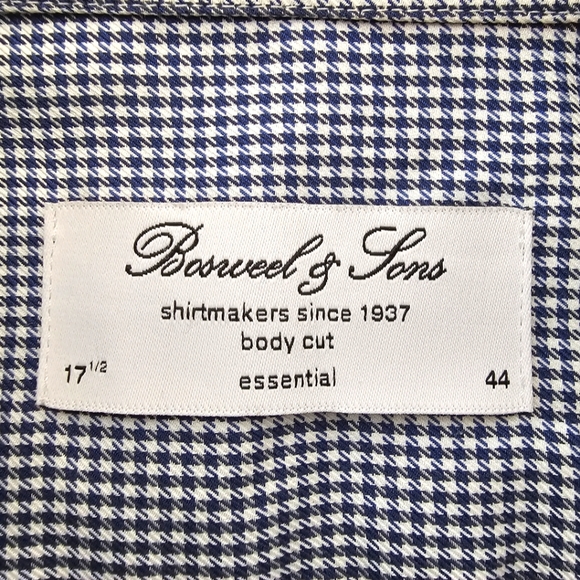 Boswell & Sons Shirtmakers Body Cut Cotton Dress Shirt Blue Houndstooth 17.5 /44 - Picture 4 of 9